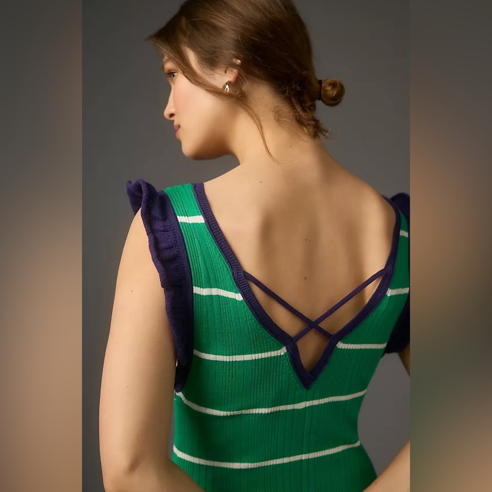 Daily Practice by Anthropologie Striped Knitted Midi Dress Size Small - Picture 4 of 9